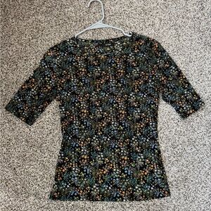 AFRM Floral Mesh Quarter Sleeve Top
